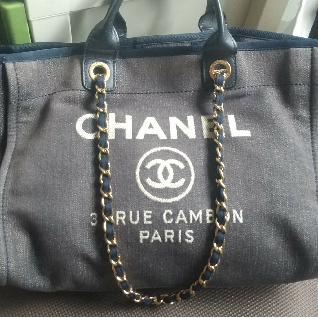 正規品☆CHANEL シャネル ドーヴィル デニム チェーントート