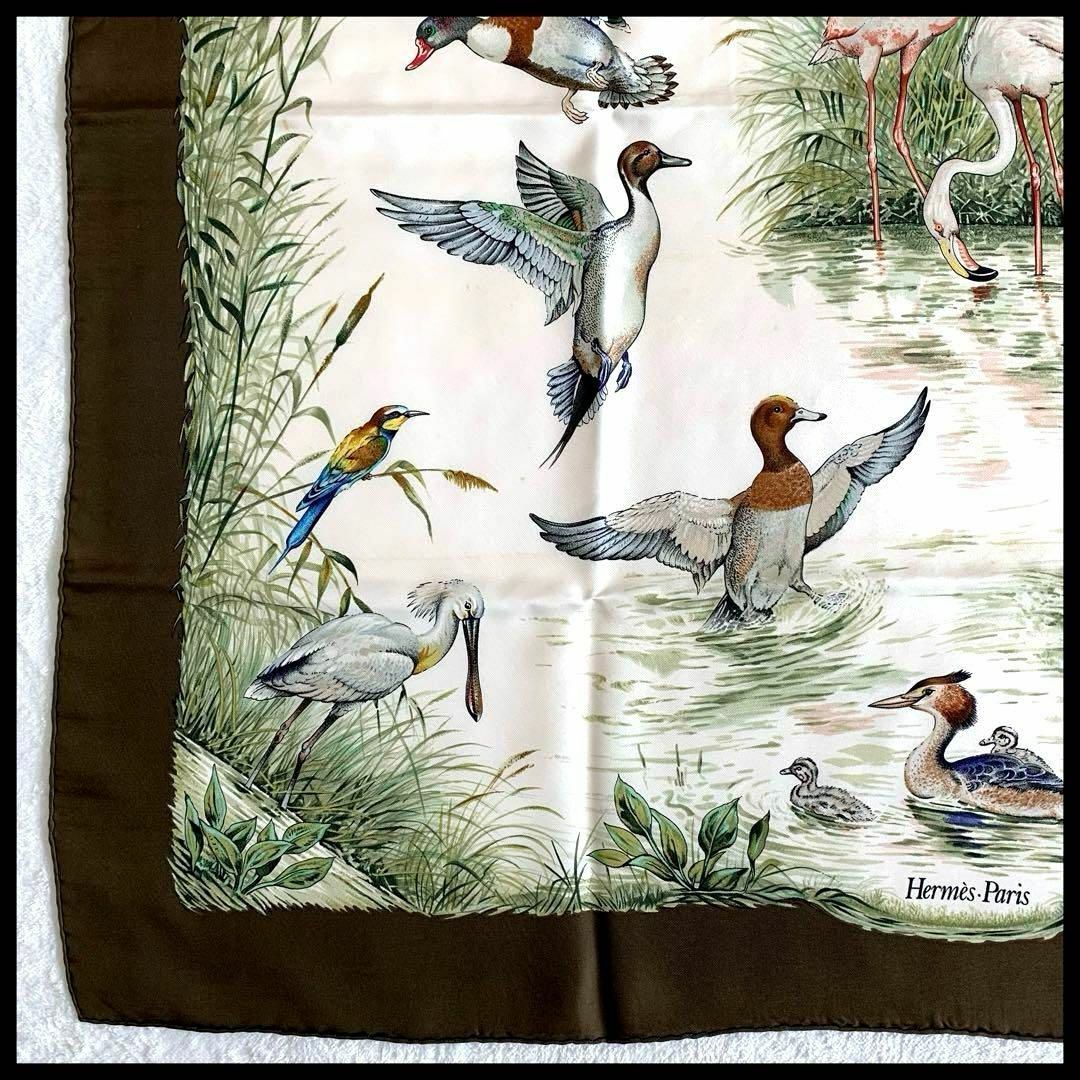 cocoriのスカーフ一覧HERMES エルメス カレ90 スカーフ カマルグでの休息 鳥柄 ブラウン系