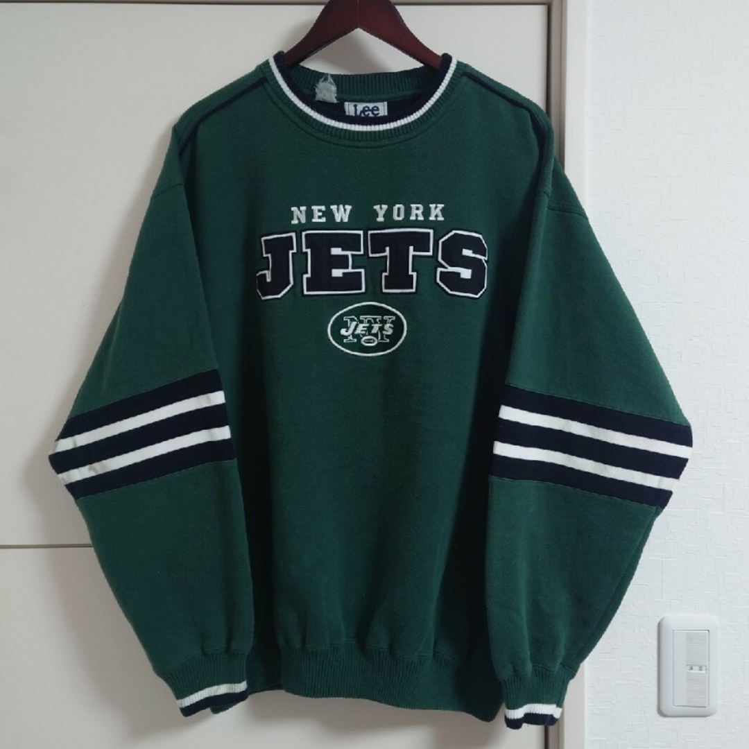 90s 古着】Lee NFL ニューヨークジェッツ 刺繍ロゴ スウェット L-