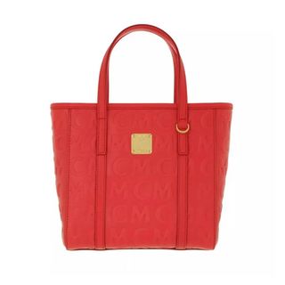 エムシーエム(MCM)の【美品】MCM モノグラムレザー Poppy Red ハンドバッグ ショルダー(ショルダーバッグ)