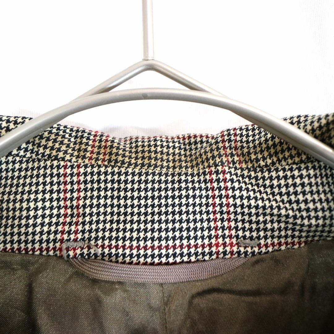 70年代 カナダ製 Aquascutum アクアスキュータム ステンカラー コート ユーロ 千鳥格子柄 (メンズ 40S) 中古 古着 N9990 メンズのジャケット/アウター(ステンカラーコート)の商品写真