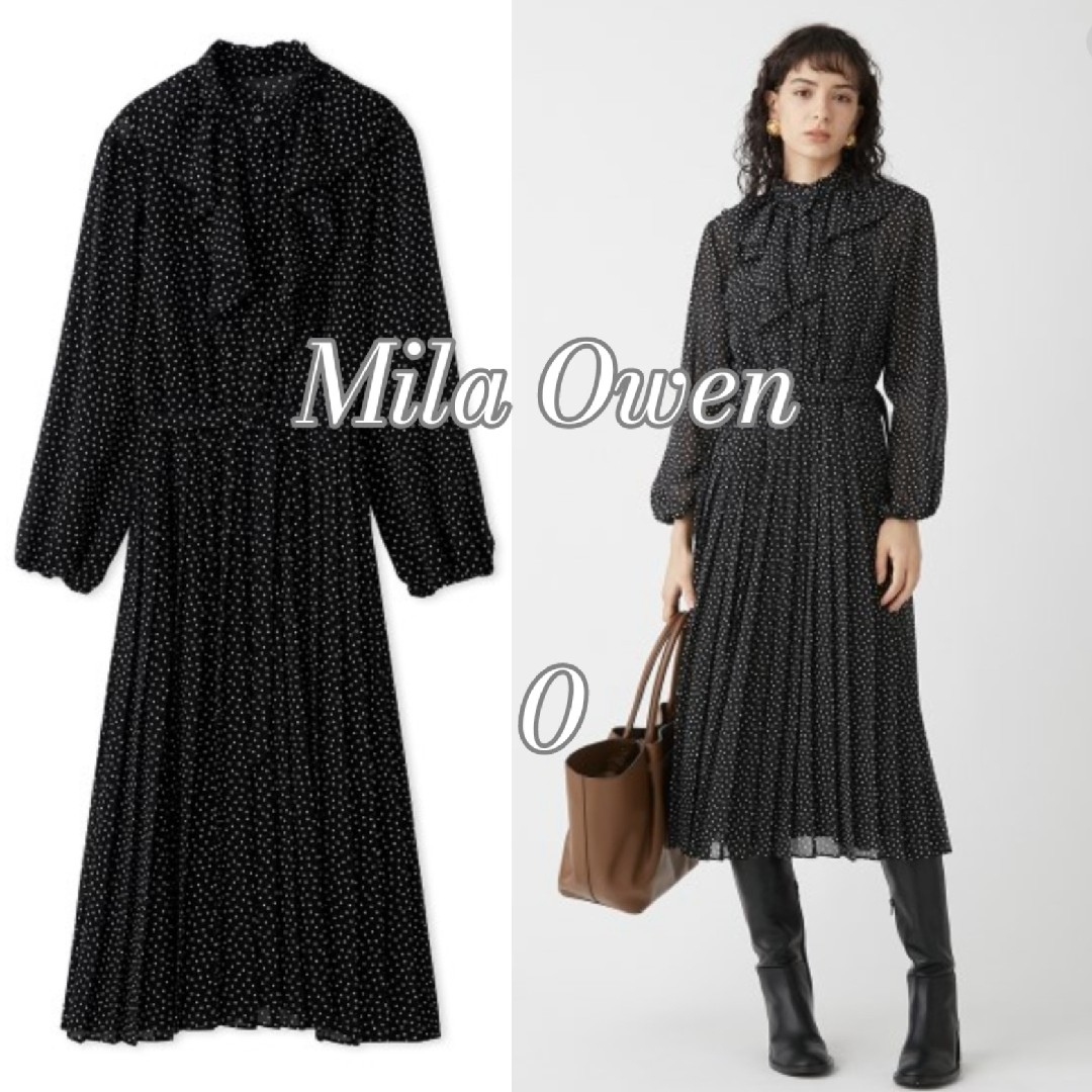 【新品未使用】Mila Owen ドットプリントワンピース 0 黒