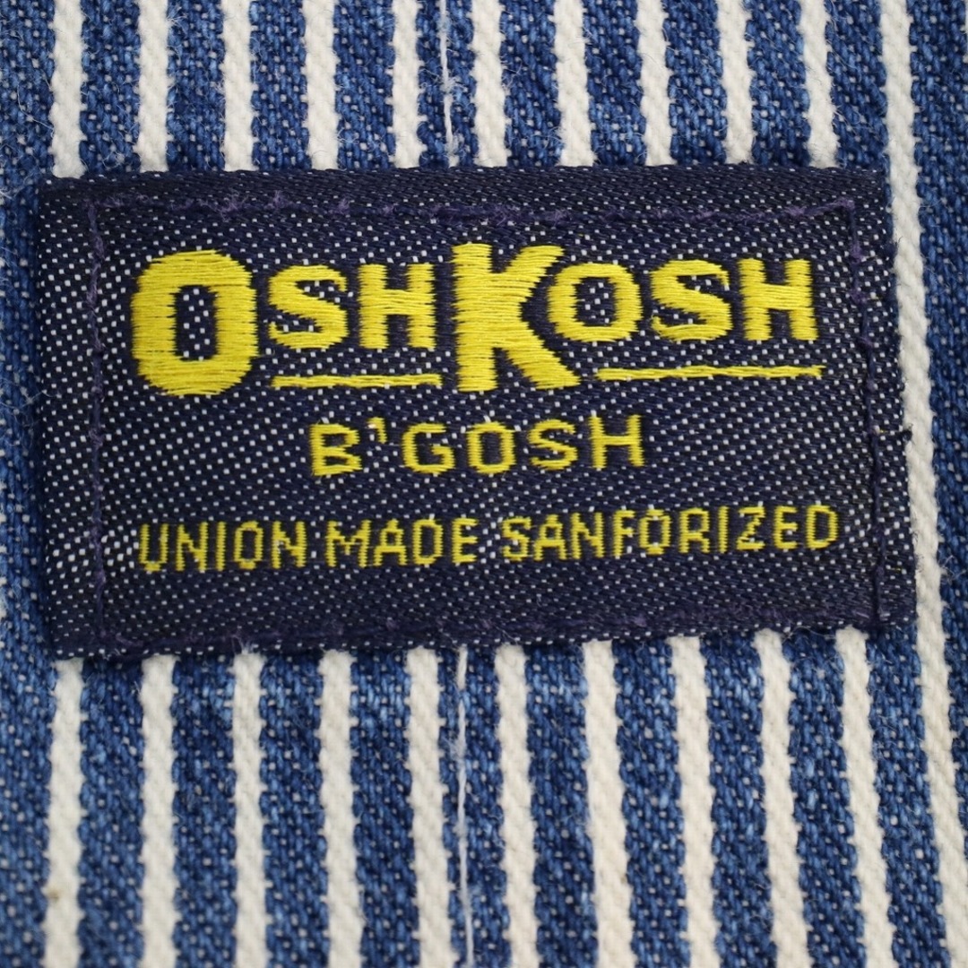 60年代 USA製 OSHKOSH オシュコシュ オーバーオール アメカジ ヒッコリーストライプ ブルー (メンズ 44/32) 中古 古着 O0101