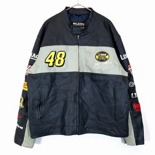 CHASE AUTHENTICS チェイス オーセンティック レザージャケット モーターサイクル バイカー 走行用 ネイビー (メンズ XL) 中古 古着 O0224(レザージャケット)