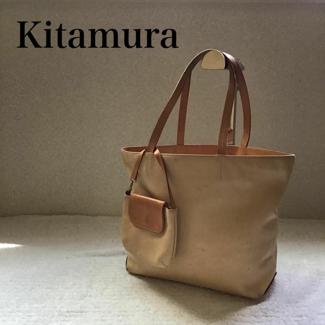 Kitamura(キタムラ)のレア✨Kitamura キタムラ セミショルダーバッグ/トートバッグ クリーム色 レディースのバッグ(ショルダーバッグ)の商品写真