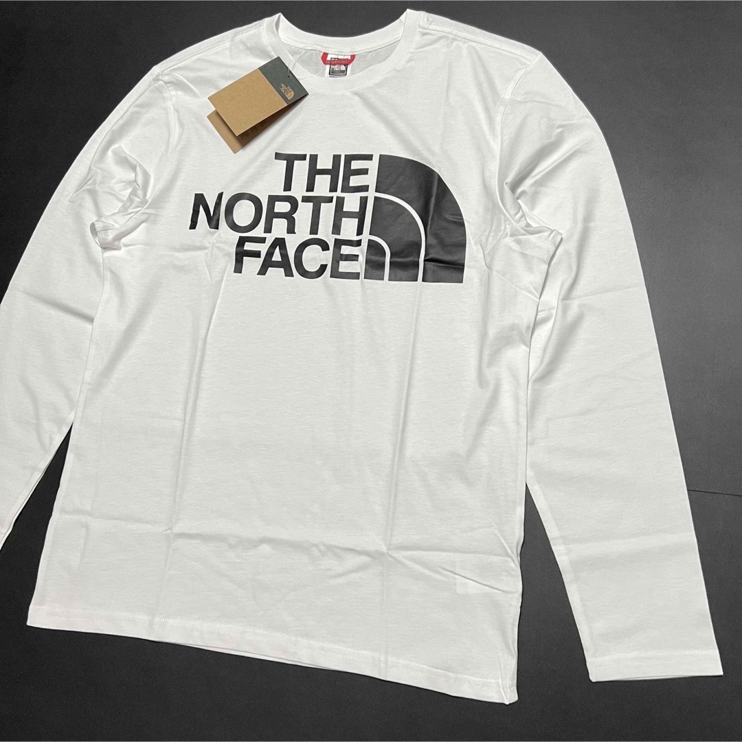 THE NORTH FACE(ザノースフェイス)のM 海外限定 ノースフェイス ビッグ ロゴ ロンＴ 長袖 Tシャツ ロゴT 白 メンズのトップス(Tシャツ/カットソー(七分/長袖))の商品写真