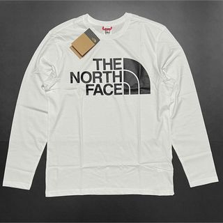 ザノースフェイス(THE NORTH FACE)のM 海外限定 ノースフェイス ビッグ ロゴ ロンＴ 長袖 Tシャツ ロゴT 白(Tシャツ/カットソー(七分/長袖))