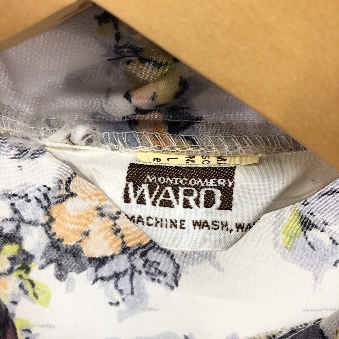 70年代 WARD 総柄 花柄 長袖 シースルー ブラウス レディースM ヴィンテージ /eaa378509 2