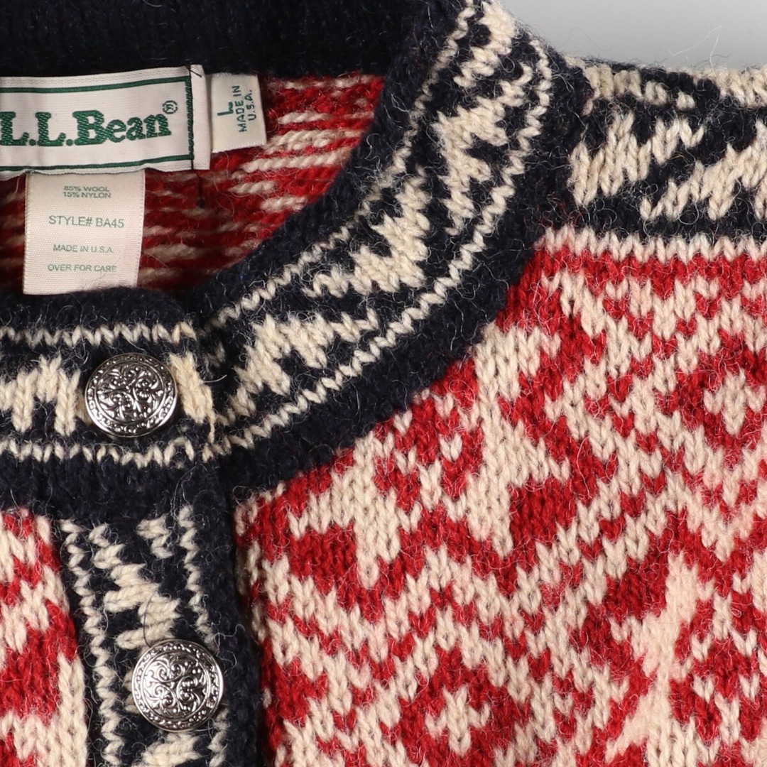 古着 エルエルビーン L.L.Bean ノルディック柄 ウールチロルセーター USA製 レディースL /eaa356755