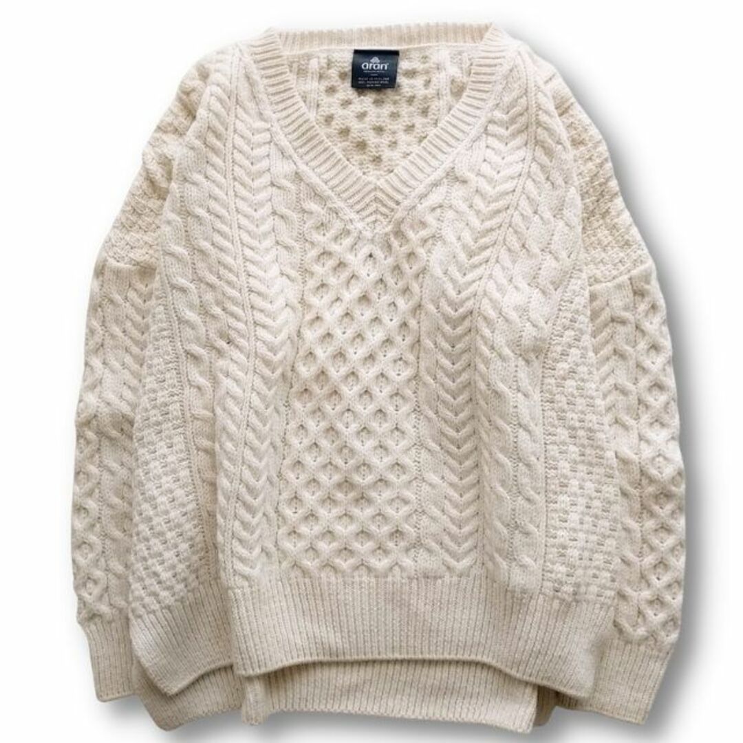 aran woolen mills アラン ケーブルニット vネック 英国