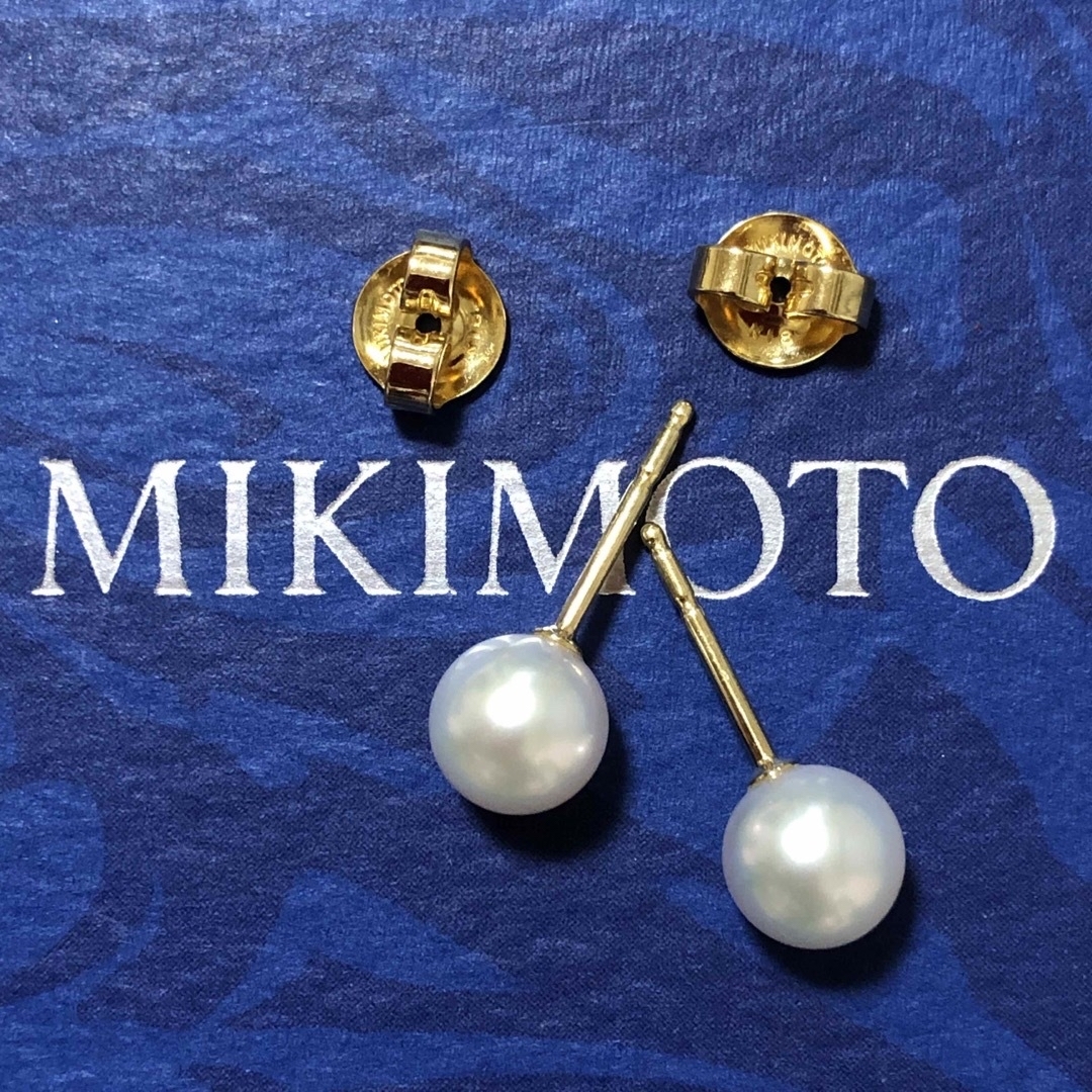 MIKIMOTO - ミキモト 一粒パールピアス 花珠 あこや真珠6.5㎜ K18YGの
