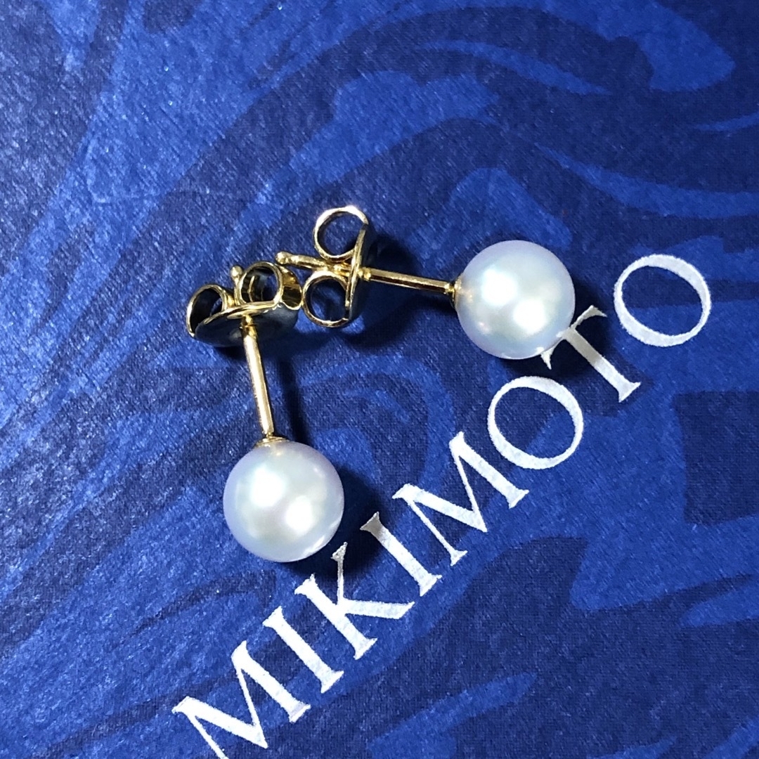 ミキモト 一粒パールピアス 花珠 あこや真珠6.5㎜ K18YG