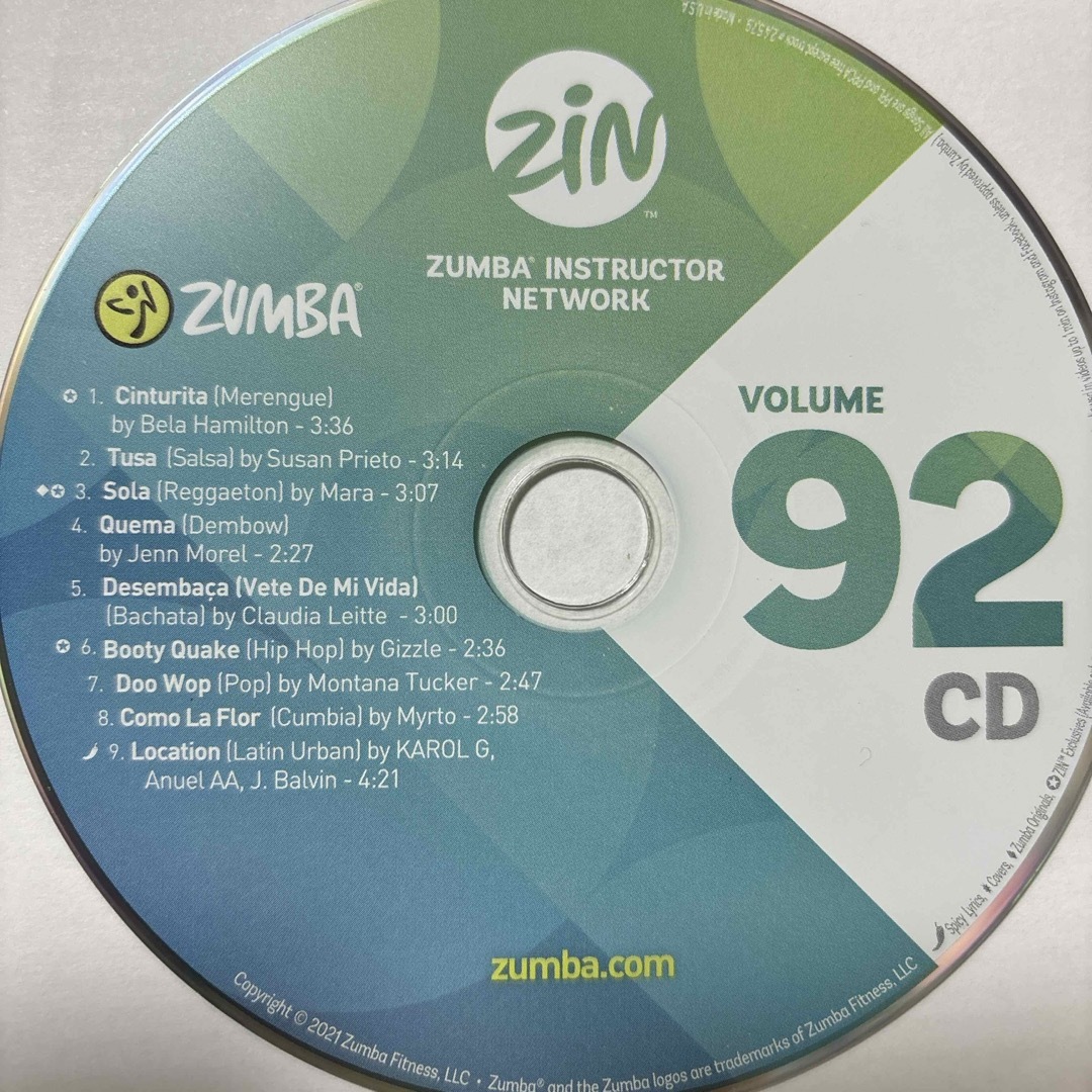 Zumba(ズンバ)のズンバ　ZIN92  CD エンタメ/ホビーのCD(クラブ/ダンス)の商品写真