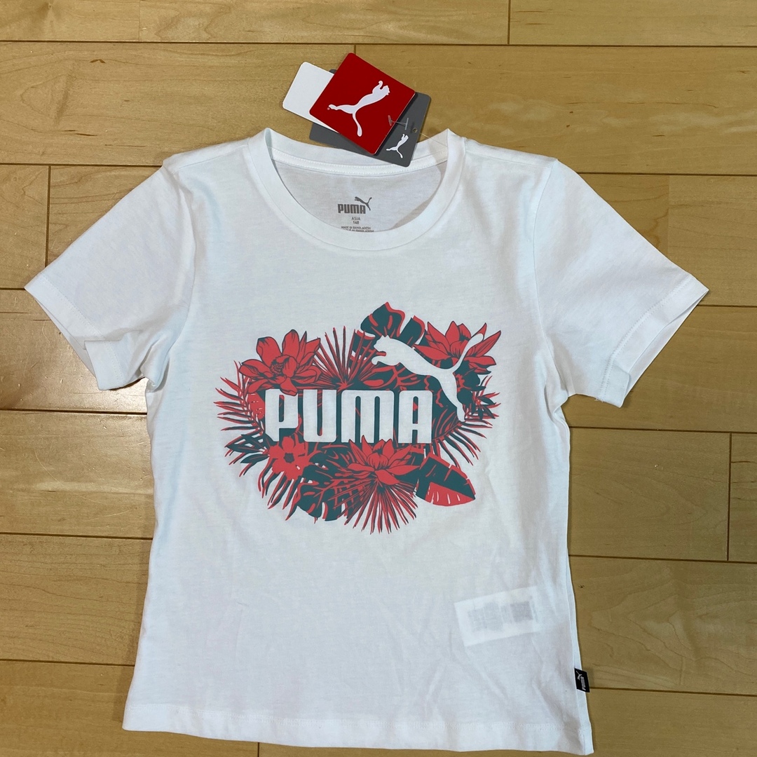 PUMA(プーマ)の新品　プーマ　アンダーアーマー　半袖　Ｔシャツ　140  ホワイト　ピンク キッズ/ベビー/マタニティのキッズ服女の子用(90cm~)(Tシャツ/カットソー)の商品写真