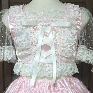 アイドル衣装 ピンク×白 水玉 オリジナル ハンドメイド コスプレ衣装 ,