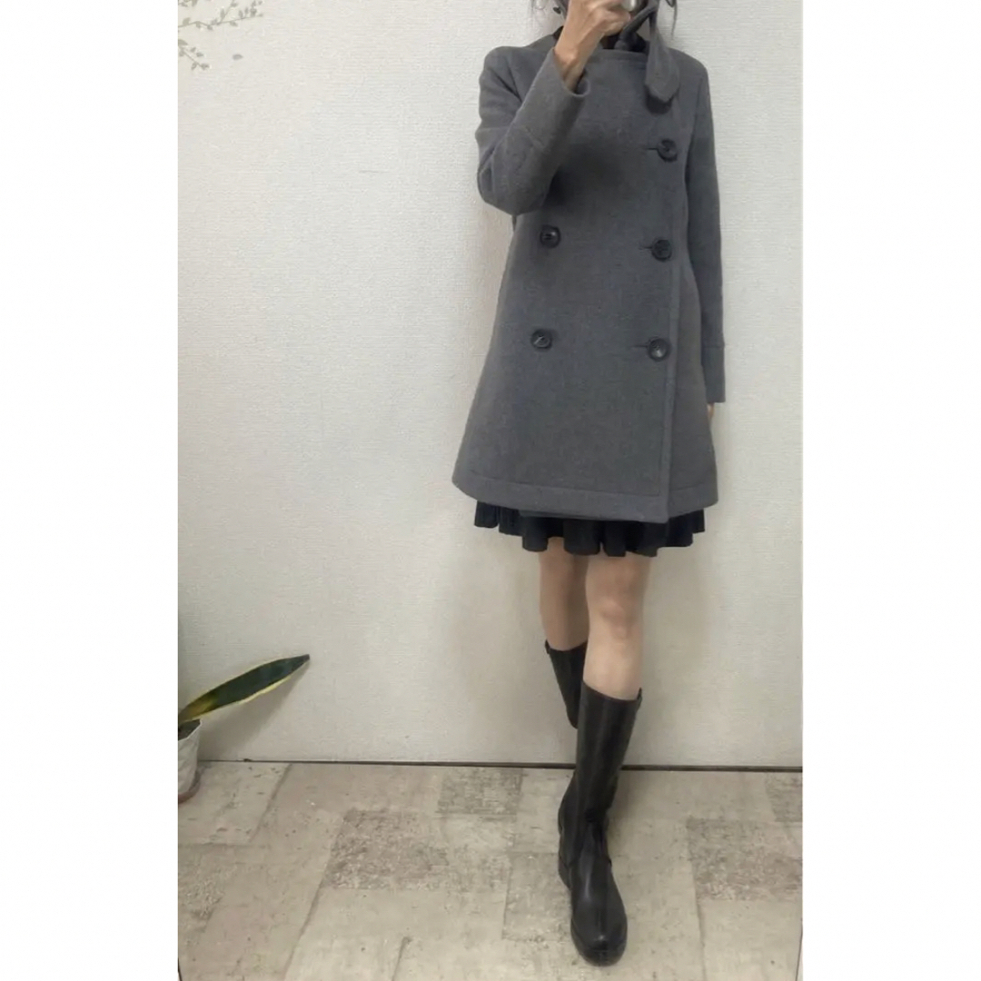 THE RERACS - 名品 美品リラクス碇バッチ付ウールピーコートグレー36