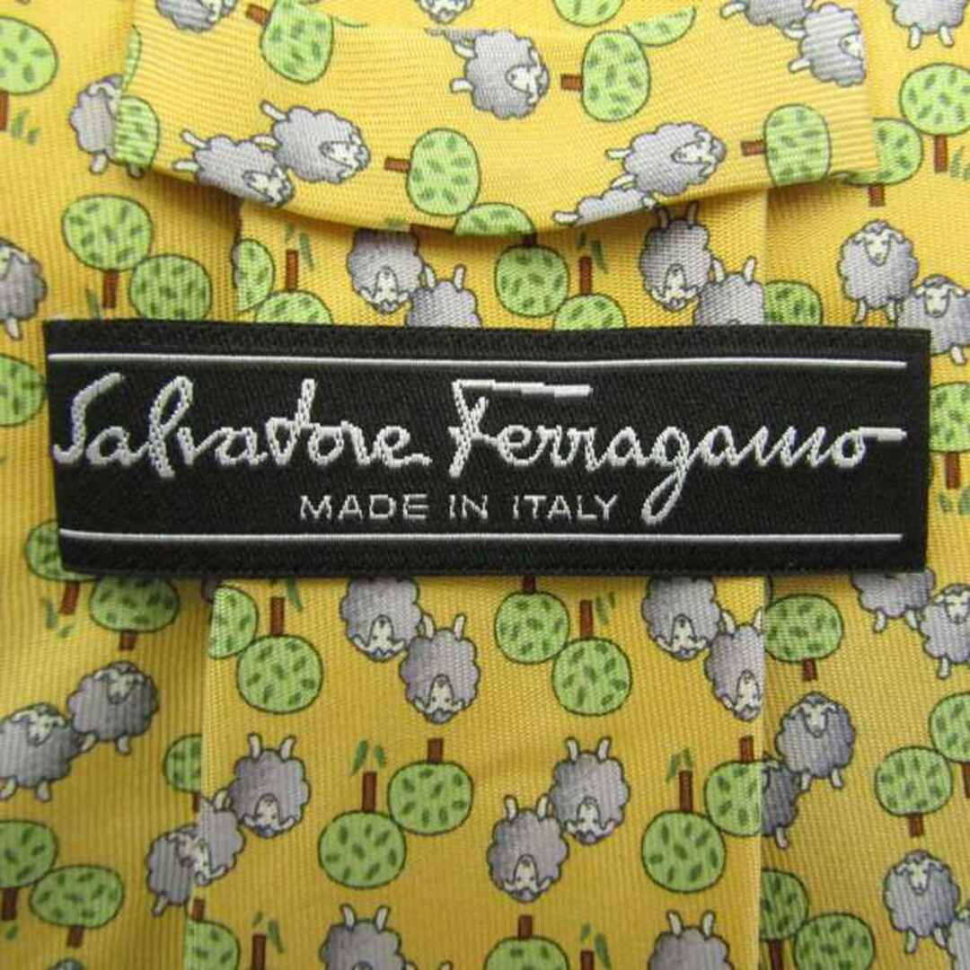 Salvatore Ferragamo(サルヴァトーレフェラガモ)のサルヴァトーレフェラガモ ブランド ネクタイ シルク 総柄 小紋柄 メンズ イエロー Salvatore Ferragamo メンズのファッション小物(ネクタイ)の商品写真