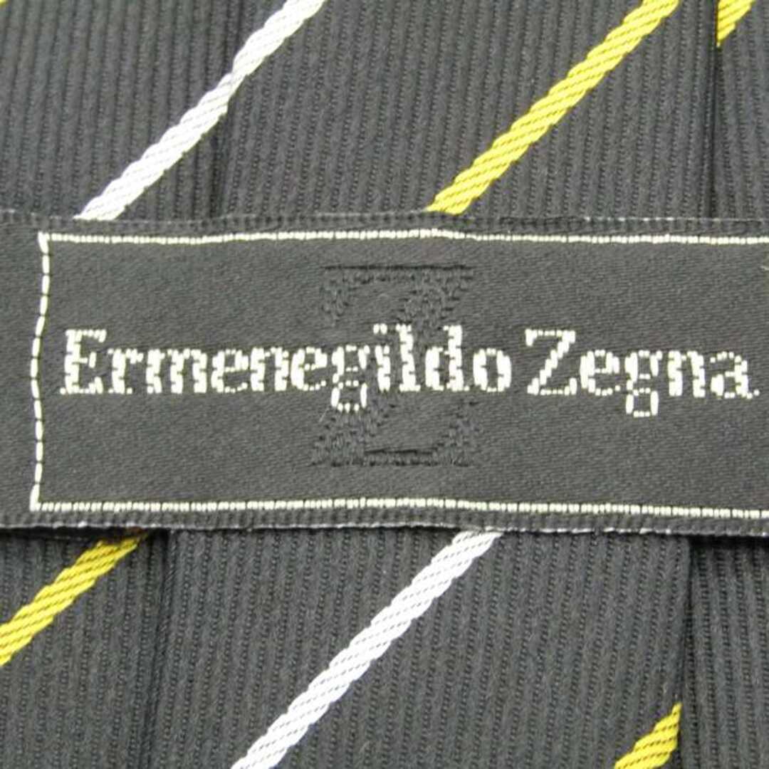 エルメネジルドゼニア ブランド ネクタイ シルク ストライプ柄 伊製生地 高級 メンズ ブラック Ermenegildo Zegna