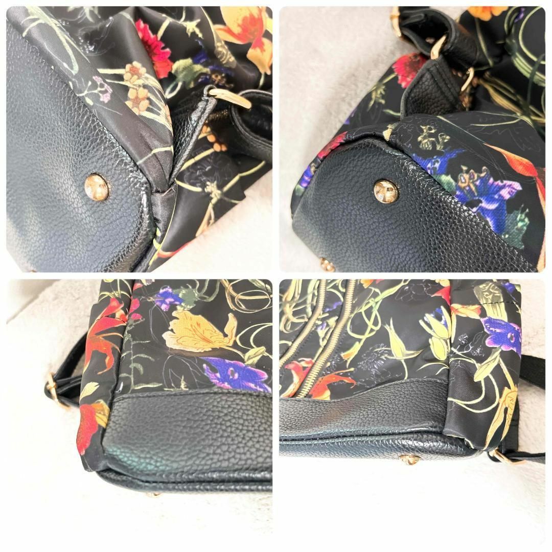 美品✨希少 レア セミショルダーバッグ/トートバッグ ブラック黒 花柄 ...