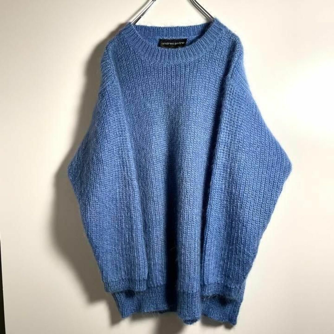 80sヴィンテージモヘアウールニットセーター【アメリカ】超美品！水色ブルー 2
