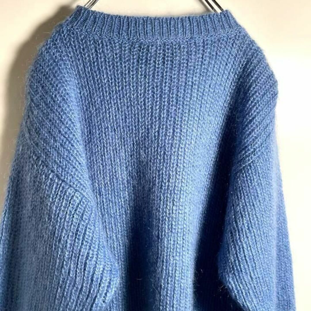 80sヴィンテージモヘアウールニットセーター【アメリカ】超美品！水色ブルー 6