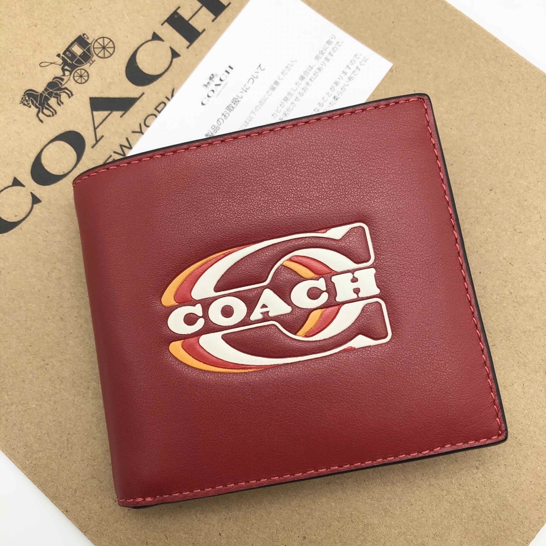 【COACH☆日本限定】コイン ウォレット コーチ スタンプ☆折り財布☆レッド☆