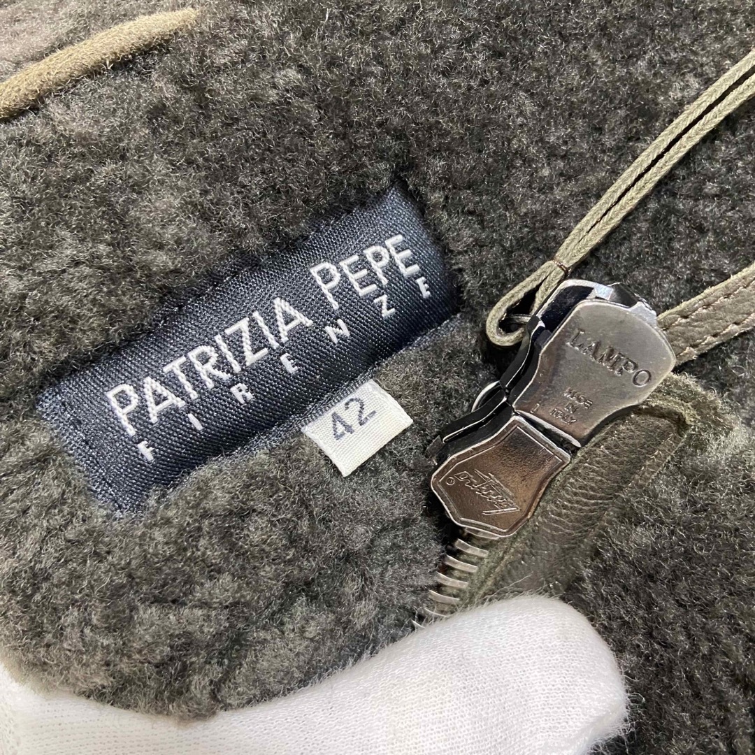 ୨୧ PATRIZIA PEPE 最高峰リアルムートンレザー ジップアップコート