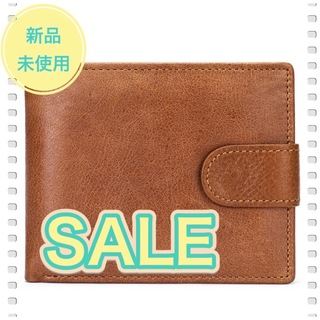 新品　未使用　財布　二つ折り　ウォレット　レザー　シンプル　無地　ブラウン(折り財布)