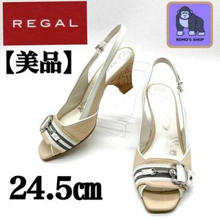 極美品 REGAL 本革生地オープントゥパンプス 23 /B71