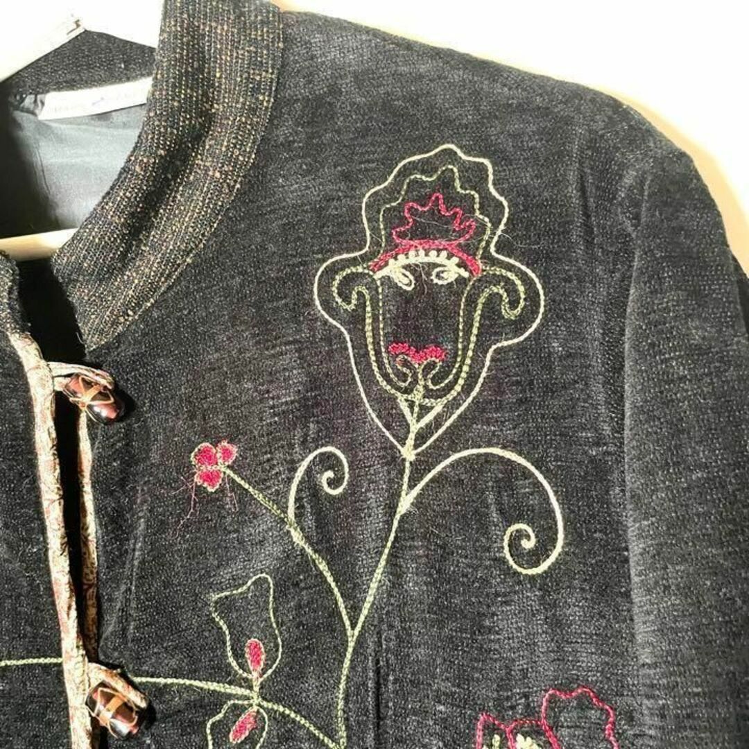 デザイナーズ ❗️【アメリカ】超美品！80sバラ刺繍ロゴ黒ブラックジャケット