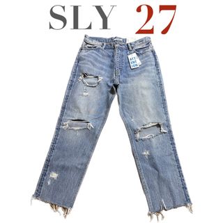 スライ(SLY)の【新品/タグ付き】 SLY クラッシュジーンズ テーパードパンツ デニム(デニム/ジーンズ)