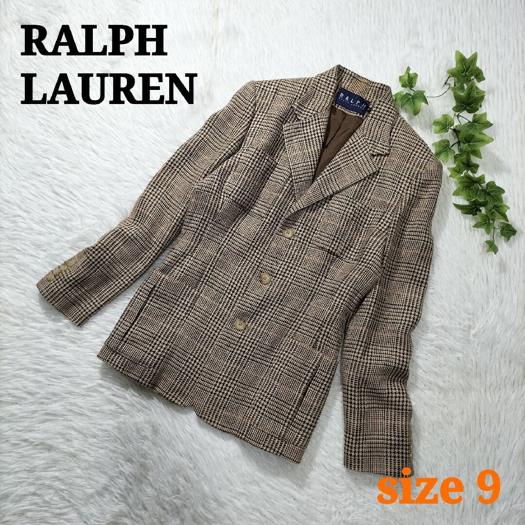 Ralph Lauren(ラルフローレン)のRALPH LAUREN テーラードジャケット シルク混 レトロ 千鳥柄 9号 レディースのジャケット/アウター(テーラードジャケット)の商品写真