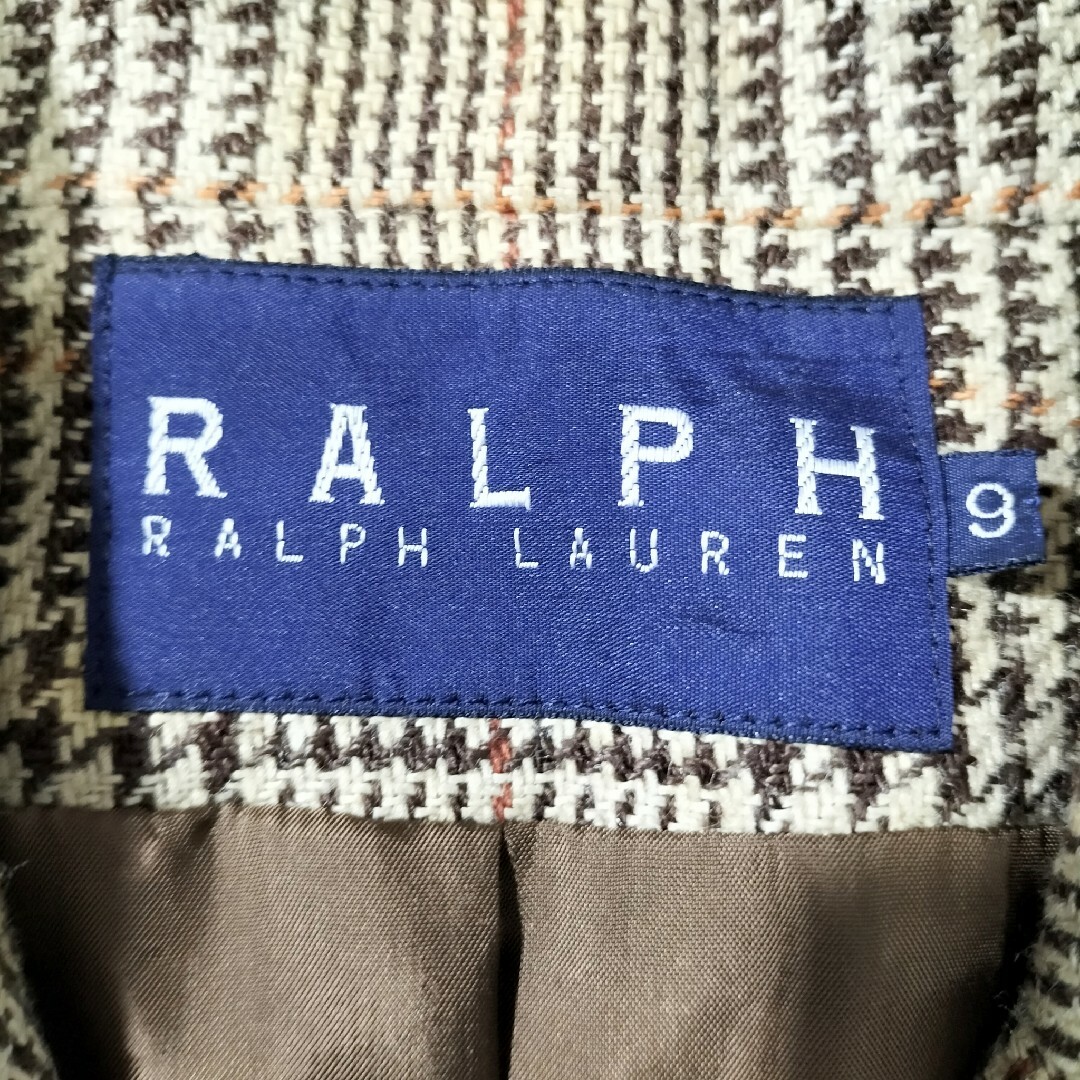 Ralph Lauren(ラルフローレン)のRALPH LAUREN テーラードジャケット シルク混 レトロ 千鳥柄 9号 レディースのジャケット/アウター(テーラードジャケット)の商品写真