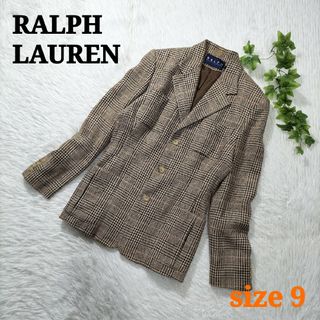 ラルフローレン(Ralph Lauren)のRALPH LAUREN テーラードジャケット シルク混 レトロ 千鳥柄 9号(テーラードジャケット)