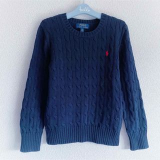 ポロラルフローレン(POLO RALPH LAUREN)の美品 ポロラルフローレン ケ－ブルニット ニットセ－タ－ ネイビー 140(ニット)