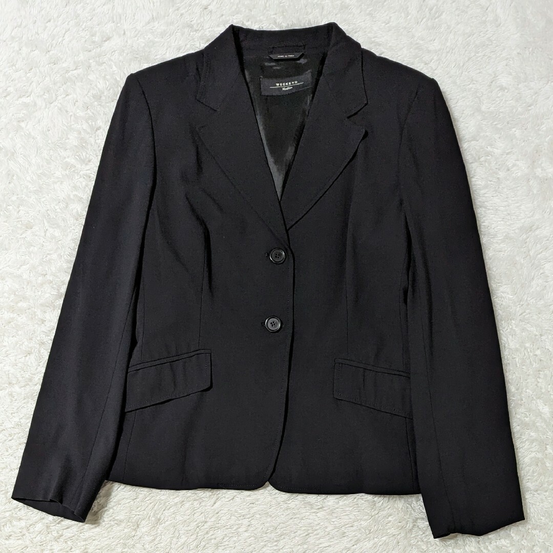 Max Mara(マックスマーラ)の美品 マックスマーラ パンツスーツ セットアップ ビジネススーツ LL 黒 レディースのフォーマル/ドレス(スーツ)の商品写真