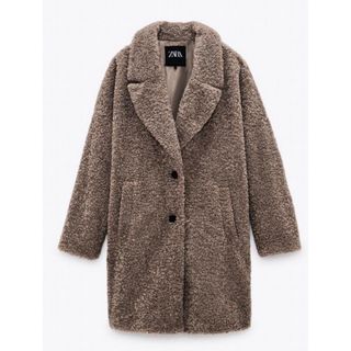 ZARA フェイクファーコート ダークブラウン