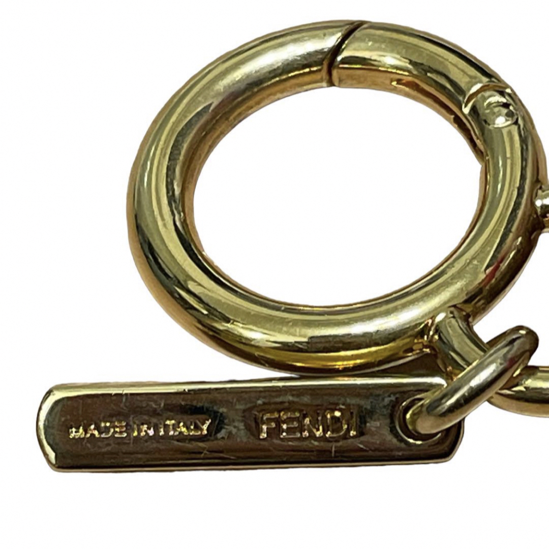 FENDI チャーム キーホルダー ファー ツートン バイカラー 紅白 もふもふ