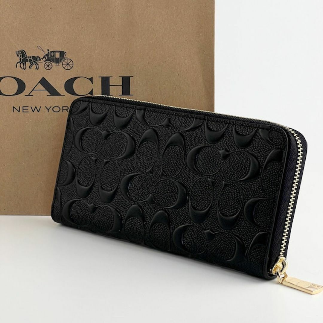 COACH - 新品 未使用 COACH コーチ 長財布 シグネチャー ブラック 黒