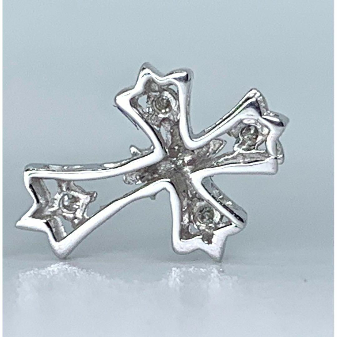 クロスモチーフ美品 ペンダントトップK14WG ダイヤ4Pcs 0.76gの通販 by