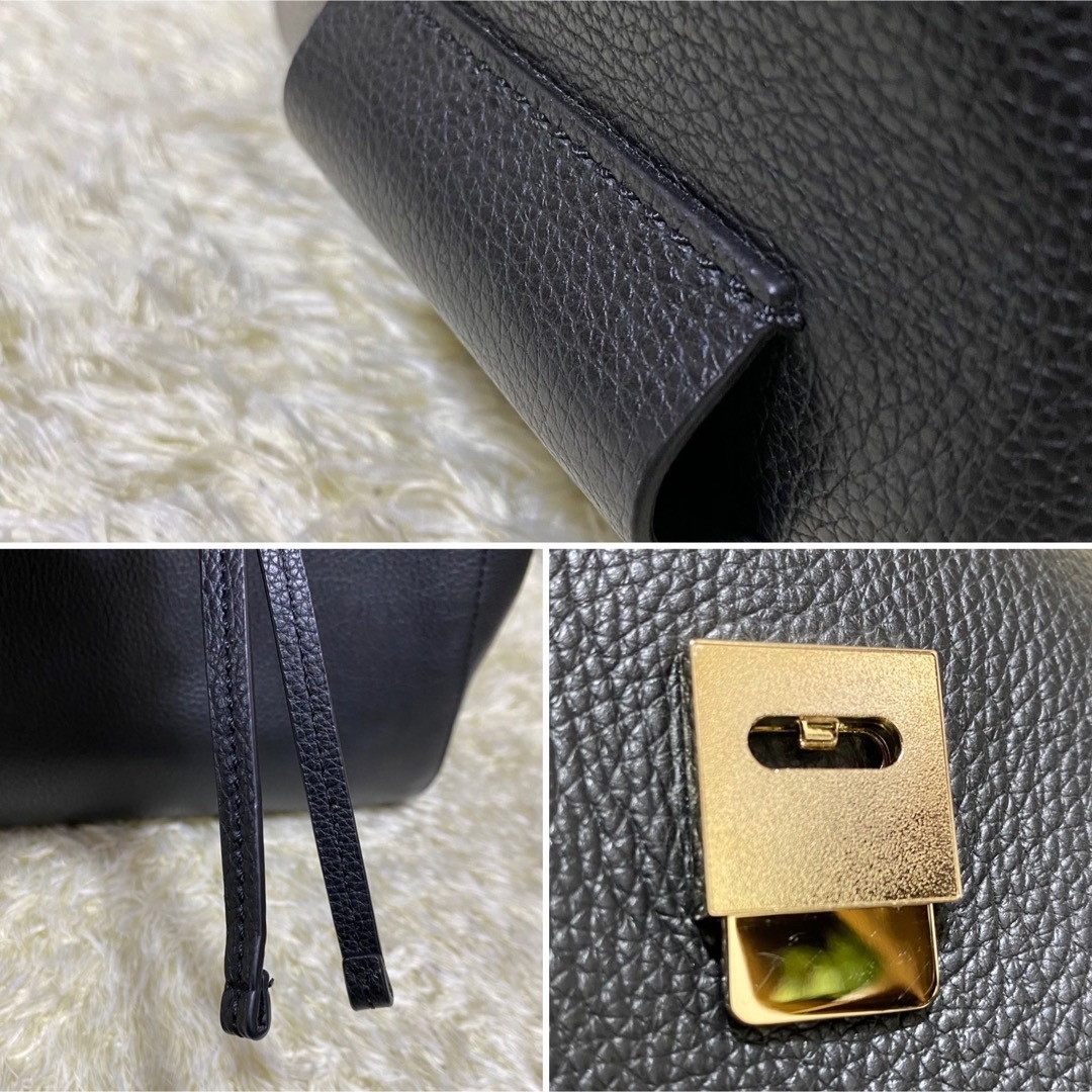 FURLA/フルラ シボ革３wayブラック黒　レザーリュック　バッグパックA4◎