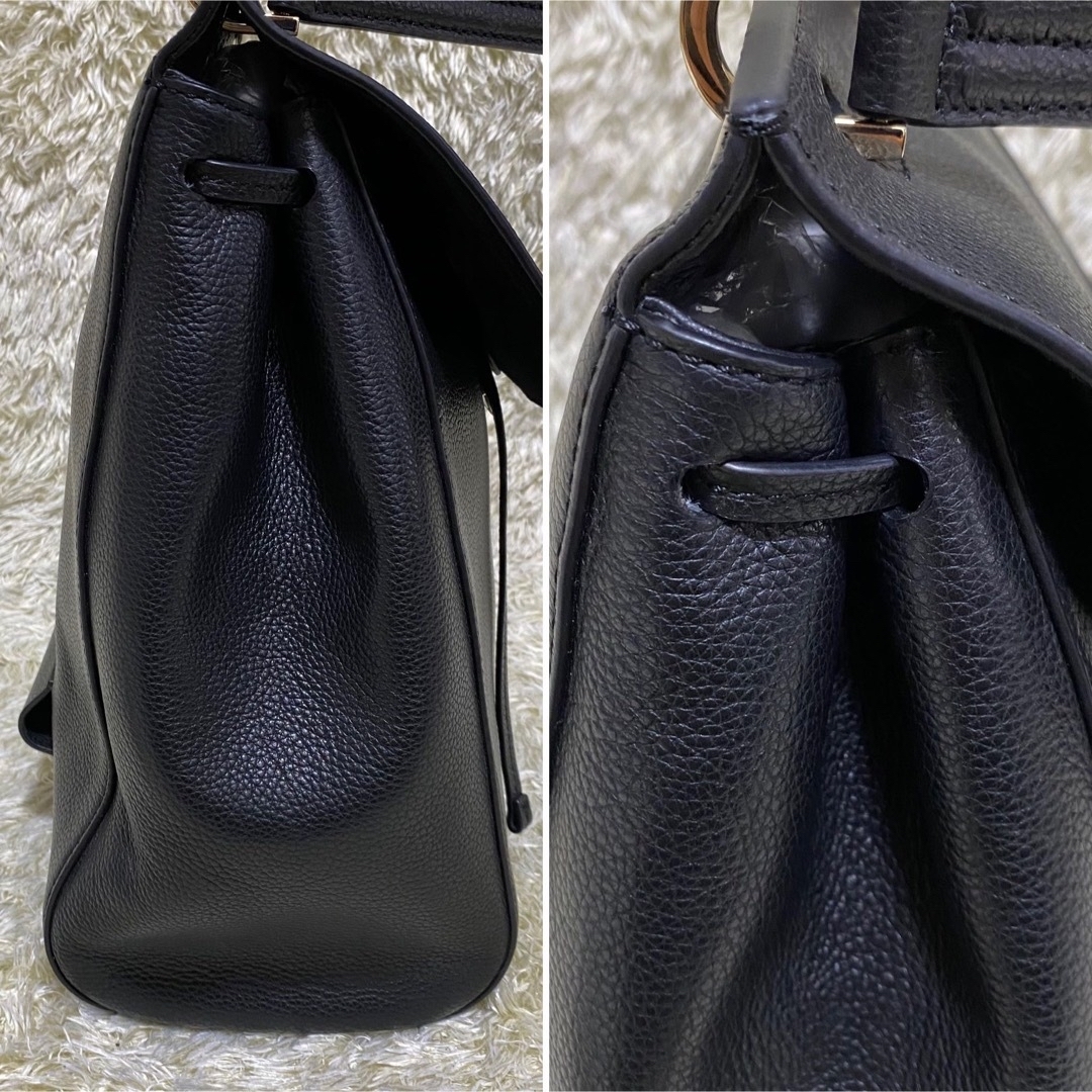 FURLA/フルラ シボ革３wayブラック黒　レザーリュック　バッグパックA4◎