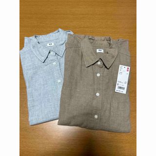 ユニクロ(UNIQLO)のユニクロ　フランネル　シャツ　2枚　グレー　ベージュ(シャツ/ブラウス(長袖/七分))