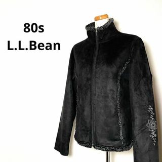 エルエルビーン(L.L.Bean)の【80年代エルエルビーン】アメリカ古着ボアライダースジャケット刺繍ブラック黒(その他)