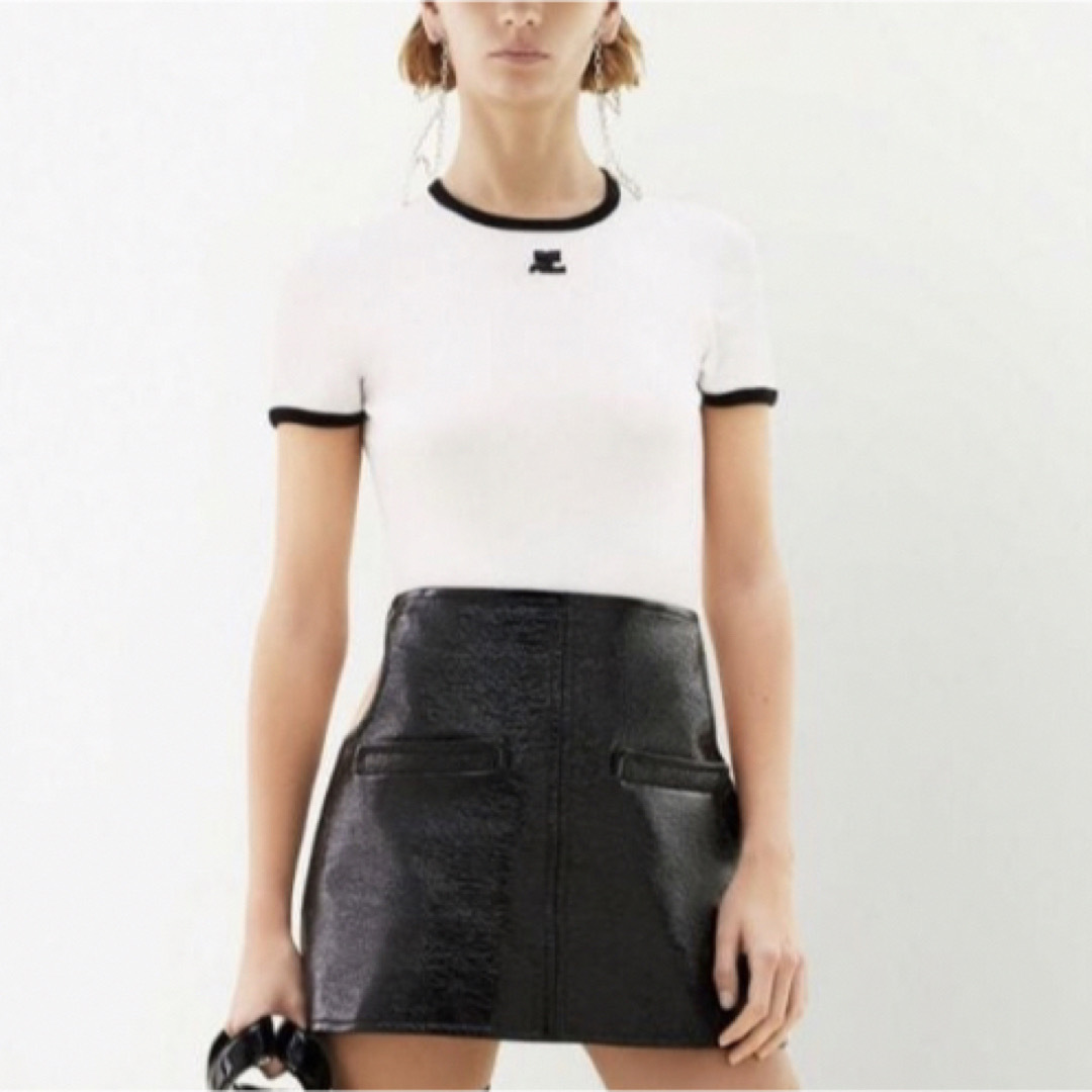 courreges クレージュ コントラストトリムTシャツ リンガー T courreges クレージュ コントラストトリムTシャツ リンガー T