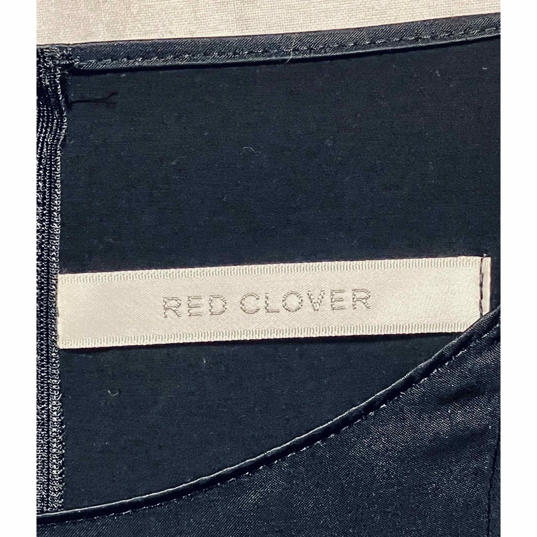 RED CLOVER(レッドクローバー)のRED CLOVER  サテン切替　7部袖ワンピース　日本製　ブラック　M レディースのワンピース(ひざ丈ワンピース)の商品写真