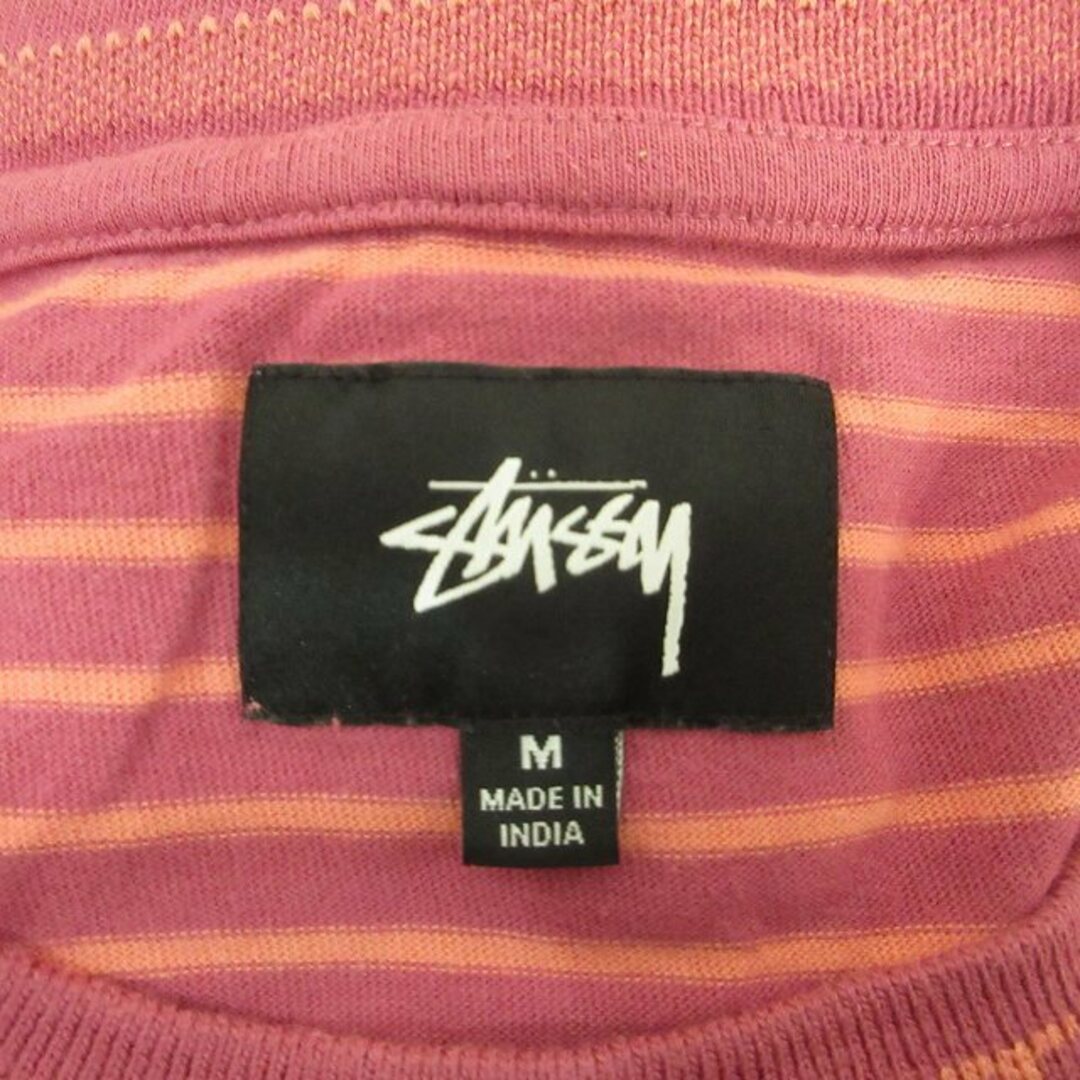 STUSSY ステューシー ボーダー ロゴ ワッペン Tシャツ M インド製