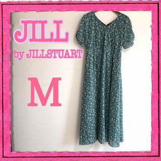 ジルバイジルスチュアート(JILL by JILLSTUART)のジルバイジルスチュアート　花柄ロングワンピース　美品　緑　半袖(ロングワンピース/マキシワンピース)