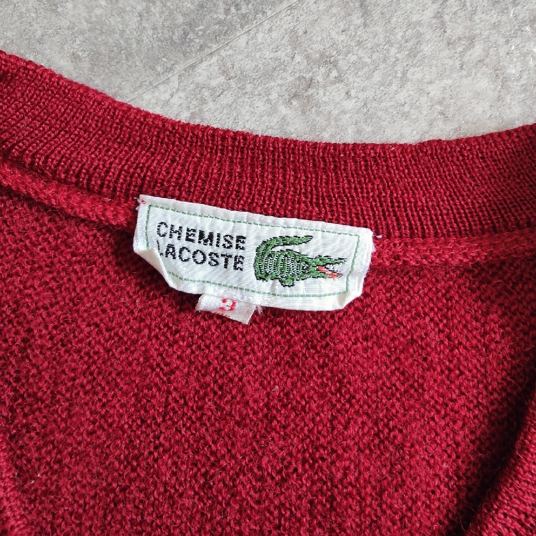 LACOSTE(ラコステ)の【CHEMISE LACOSTE】・ラコステ 文字ワニ アクリルニット ボルドー レディースのトップス(ニット/セーター)の商品写真