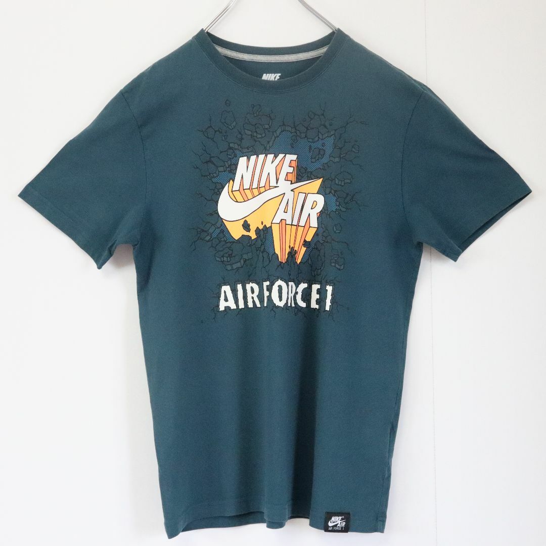NIKE(ナイキ)の【希少】ナイキエア／Tシャツ　XLサイズ　エアフォース１　ビッグロゴ　緑色　古着 メンズのトップス(Tシャツ/カットソー(半袖/袖なし))の商品写真